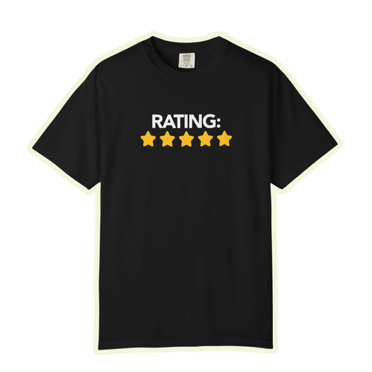 Rating Five Stars Fun Unisex Garment Dyed Comfort Tee for Confidence and Positivity
